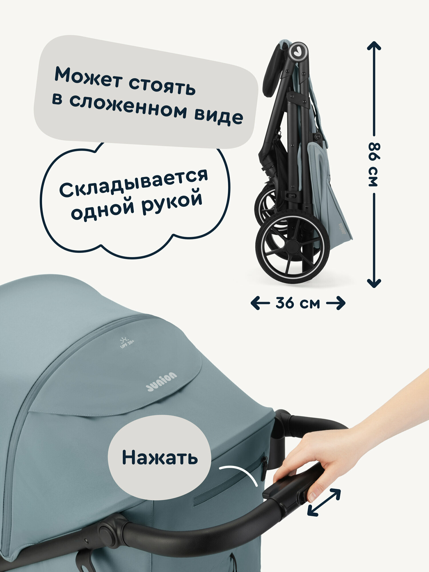 Коляска прогулочная Junion Fasti бирюзовый - фото 6