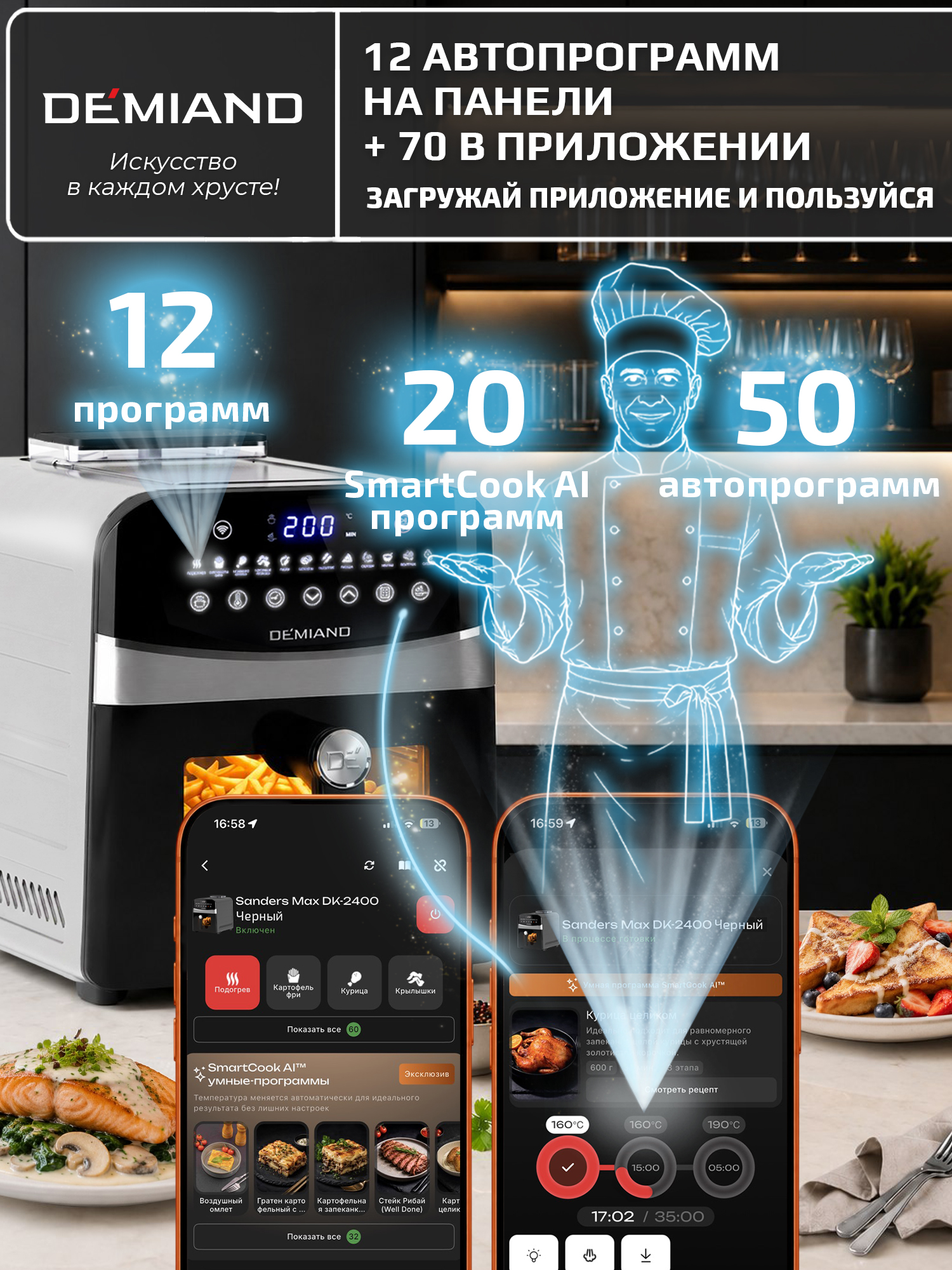 Аэрогриль DEMIAND Sanders Max c Wi-Fi 9 л - фото 3