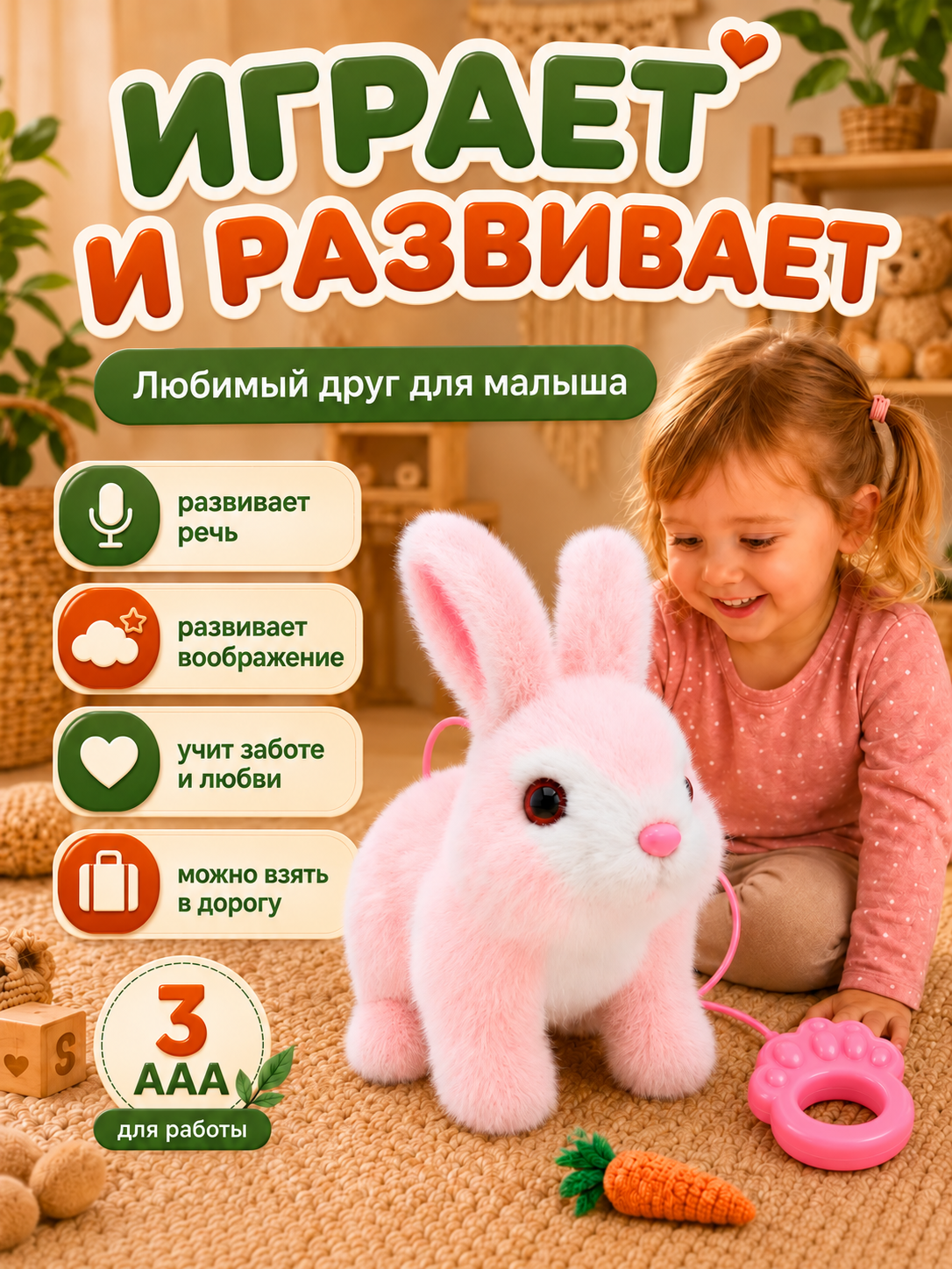 Мягкая игрушка FAVORITSTAR DESIGN Зайчик - фото 5