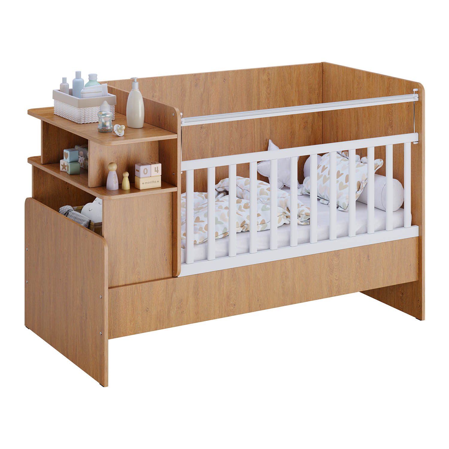 Детская кроватка Polini kids Ameli прямоугольная, без маятника (белый, дуб сонома) - фото 25
