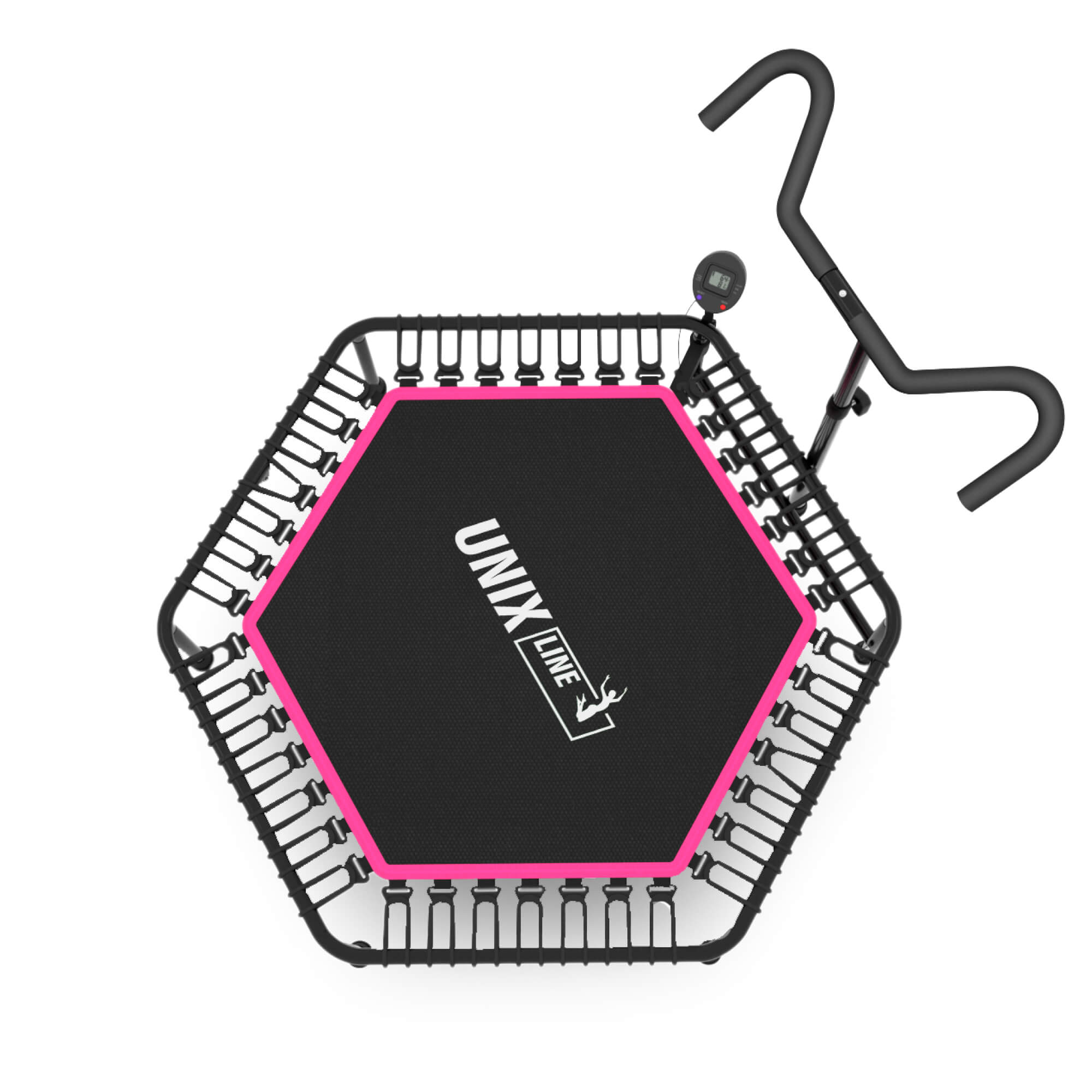 Батут спортивный с ручкой UNIX line Fitness pro pink диаметр 125см до 130 кг счетчик прыжков - фото 17