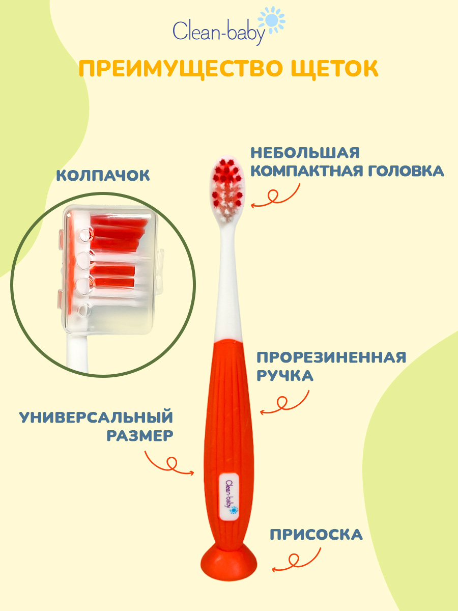 Зубная щетка классическая Clean-baby от 3 лет 2 шт. - фото 4
