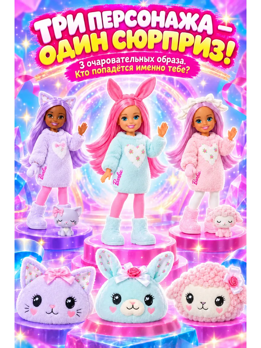 Кукла модельная Barbie Cutie Reveal Care Bears Chelsea barbiereveal_pink - фото 2