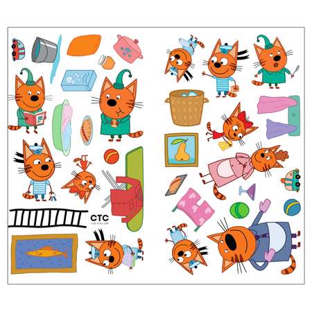 Книга МОЗАИКА kids Три кота Развивающие наклейки Помогаем маме