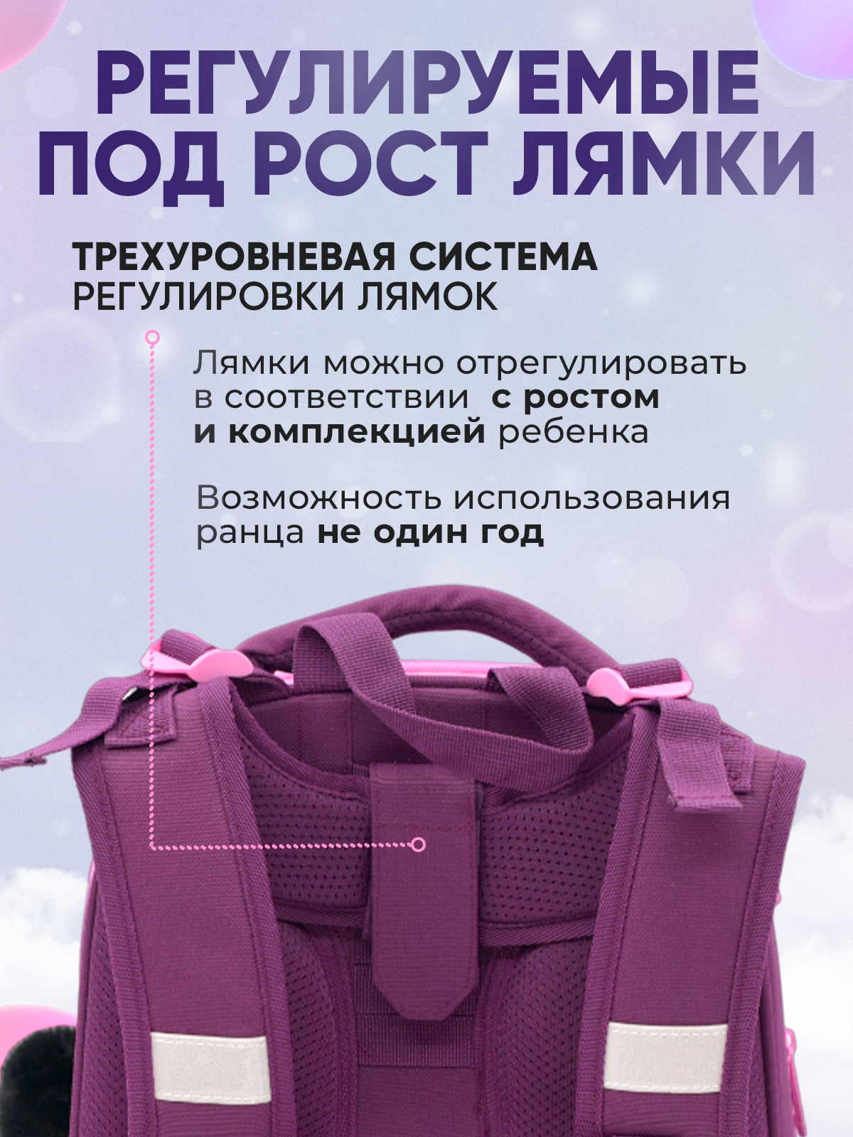Ранец ПАНДАРОГ Сиреневая кошка - фото 5