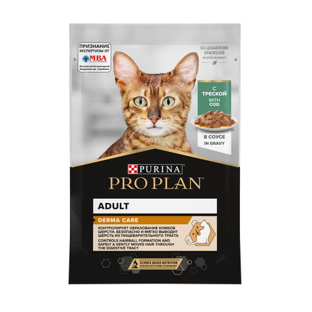 Корм влажный для кошек PRO PLAN Nutri Savour 85г с треской в соусе при чувствительной коже пауч