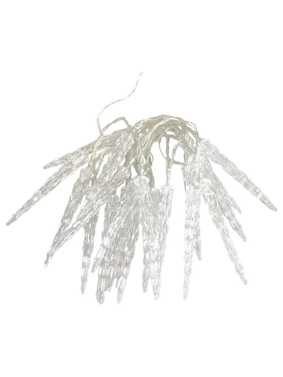 Гирлянда нить новогодняя Золотая сказка интерьерная для дома и на елку Сосульки на батарейках светодиодная - фото 7