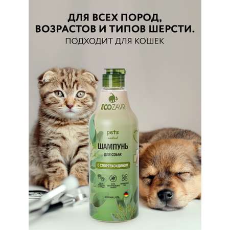 Шампунь для собак ECOZAVR с хлоргексидином 500 мл