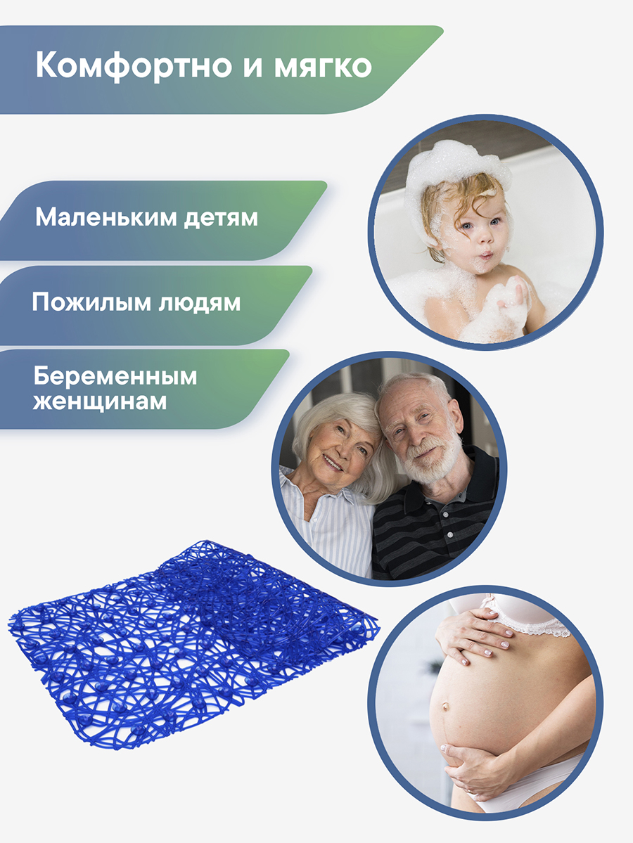 Коврик для ванной VILINA синий 35 x 72 см 1 шт. - фото 6