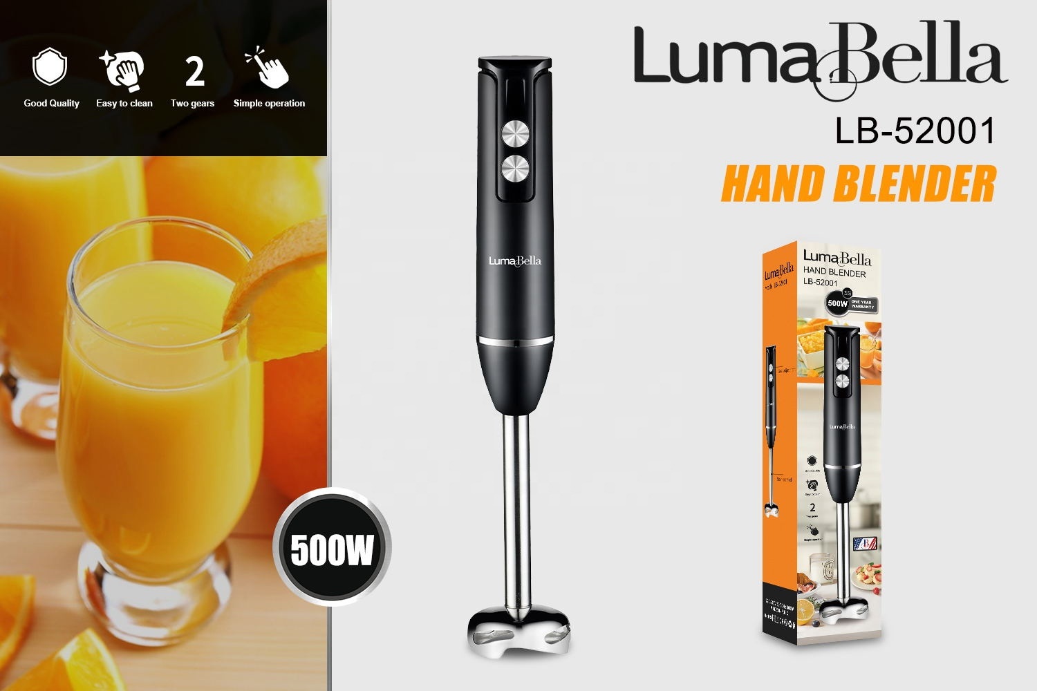 Блендер погружной CASTLELADY ручной 2 в 1 500 Вт 2 скорости - фото 2