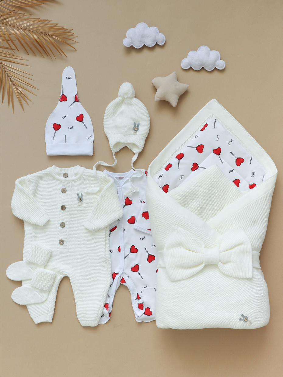 Комплект на выписку Bunnyphant 0363/молочно-красный - фото 1