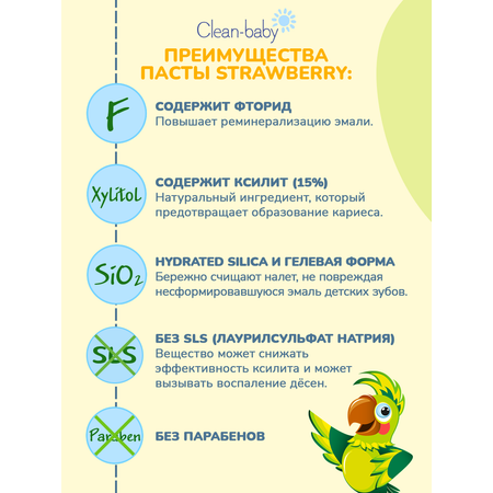 Зубная паста Clean-baby с фтором клубника