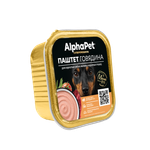 Влажный корм для собак AlphaPet паштет с говядиной