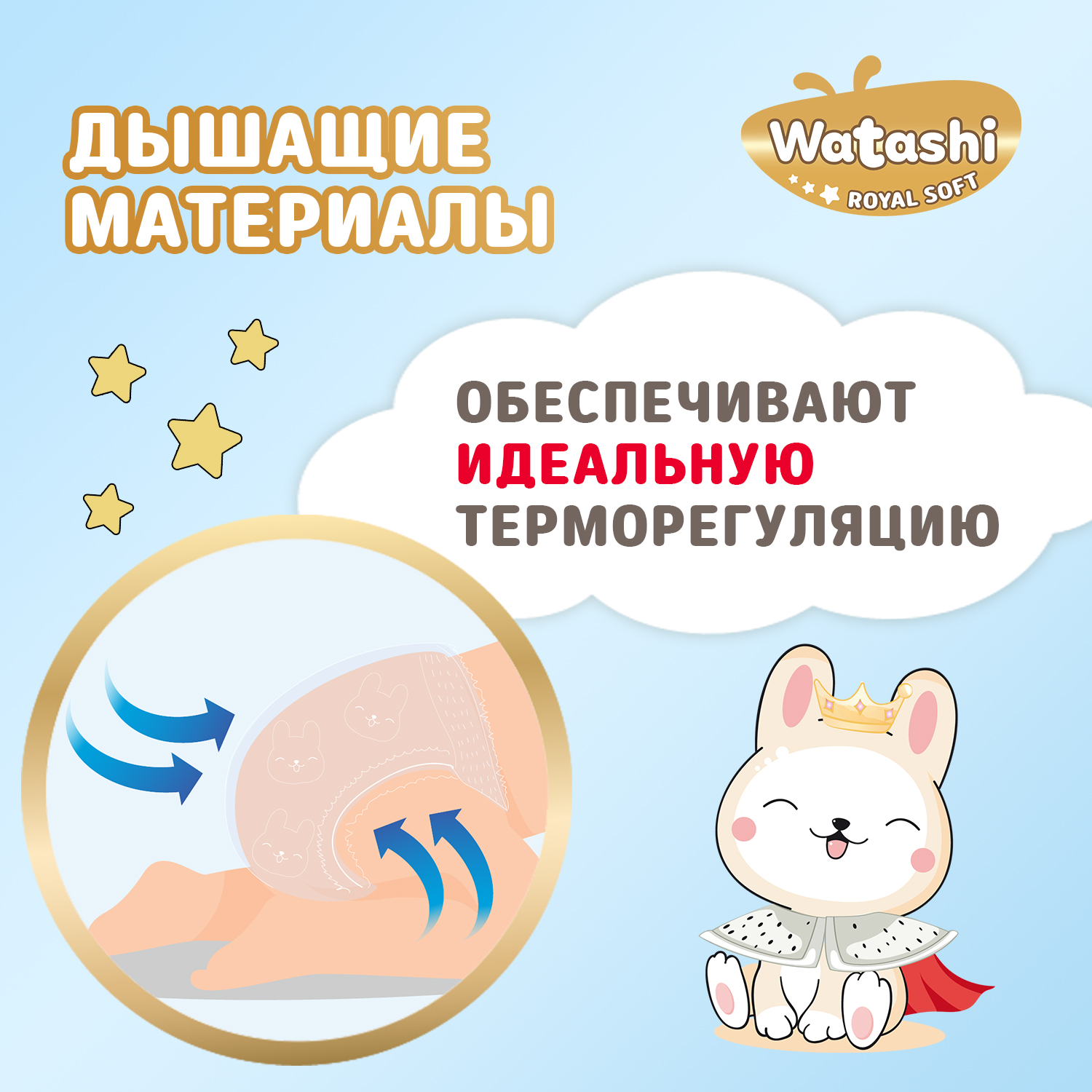 Трусики WATASHI Royal Soft Royal Soft L (9-14 кг) 56 шт. - фото 6