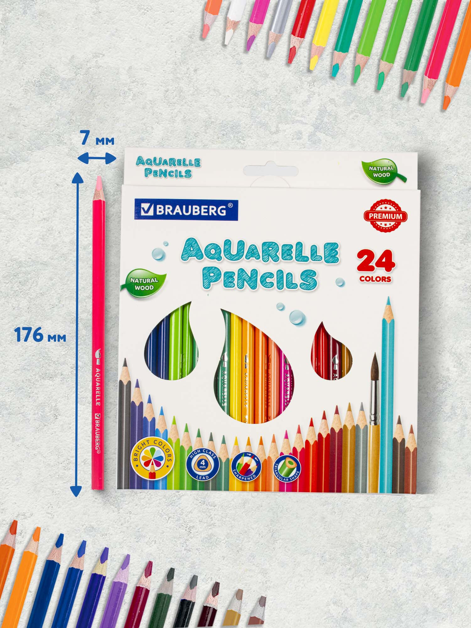 Карандаши акварельные Brauberg 24 шт. - фото 1