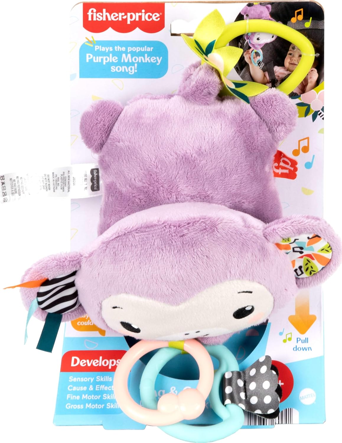 Игрушка Fisher Price подвеска Фиолетовая обезьянка - фото 6