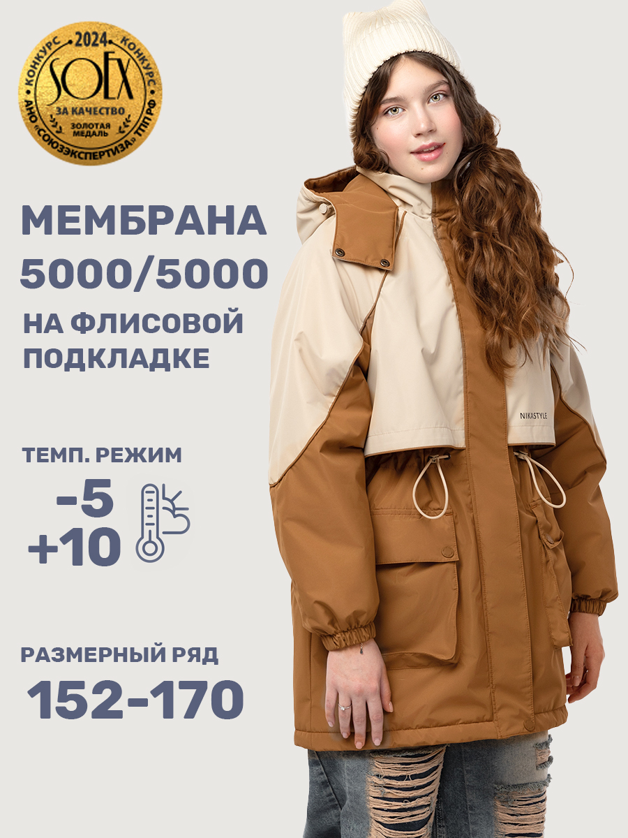 Парка NIKASTYLE 5м3625 латте/кэмел - фото 2