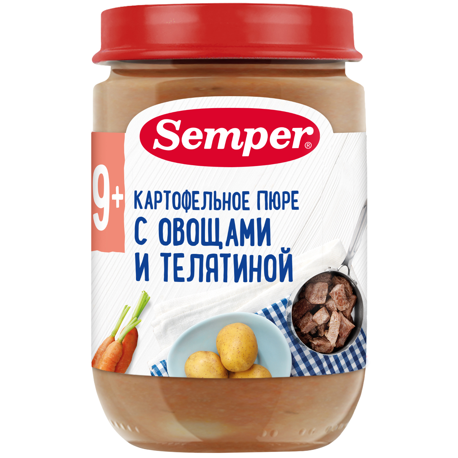 Пюре Semper Картофель-морковь-телятина с 9 мес 190 г - фото 1