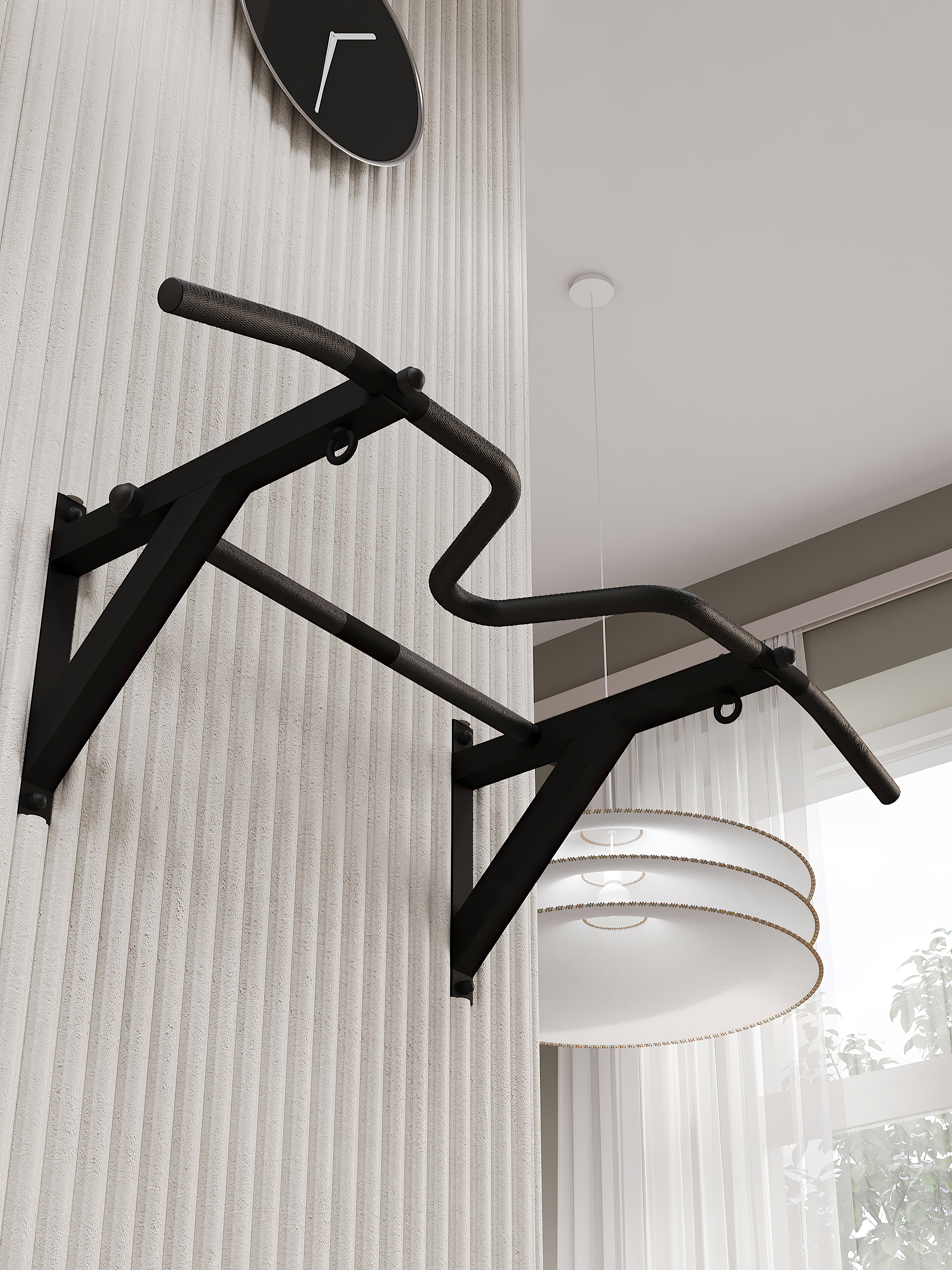 Турник настенный VENOM BLACК - стальное рифление хватов - фото 2