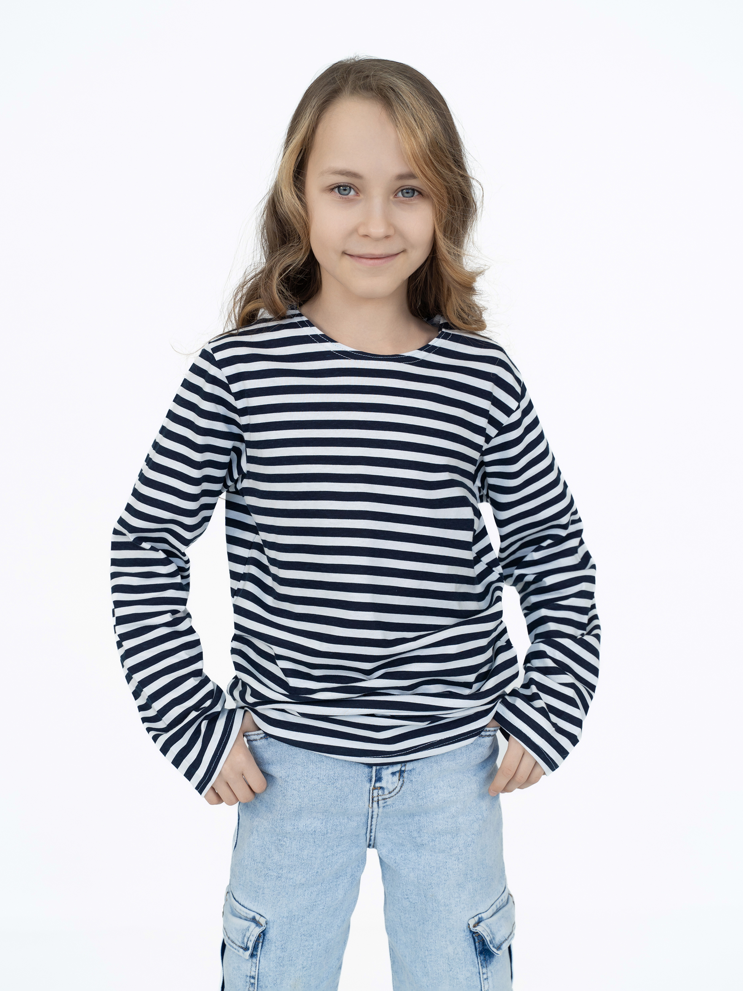 Лонгслив Утенок 516 темно-синий полоска - фото 43