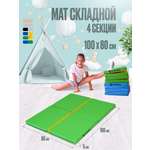 Мат спортивный Perfetto Sport № 21 100 х 80 х 5 складной 4 сложения салатовый/жёлтый