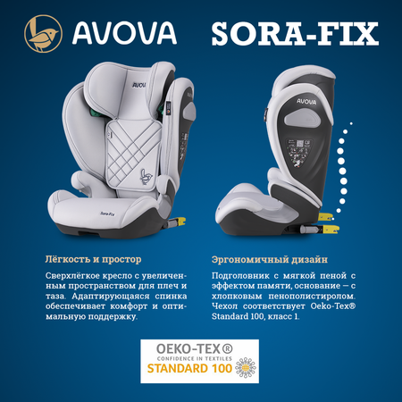 Автокресло Avova Sora-Fix Isofix 2/3 (15-36 кг) серый