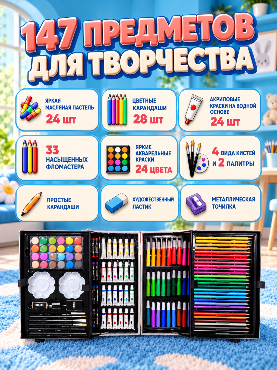 Набор для рисования LABI Девочка Анимэ 147 шт. - фото 2