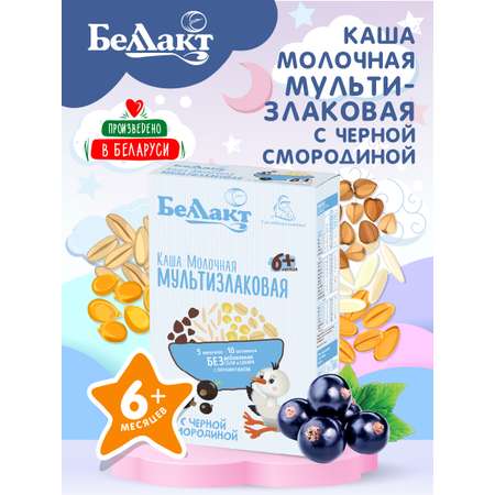 Каша молочная сухая Беллакт мультизлаковая с черной смородиной с пребиотиком 250г Х2