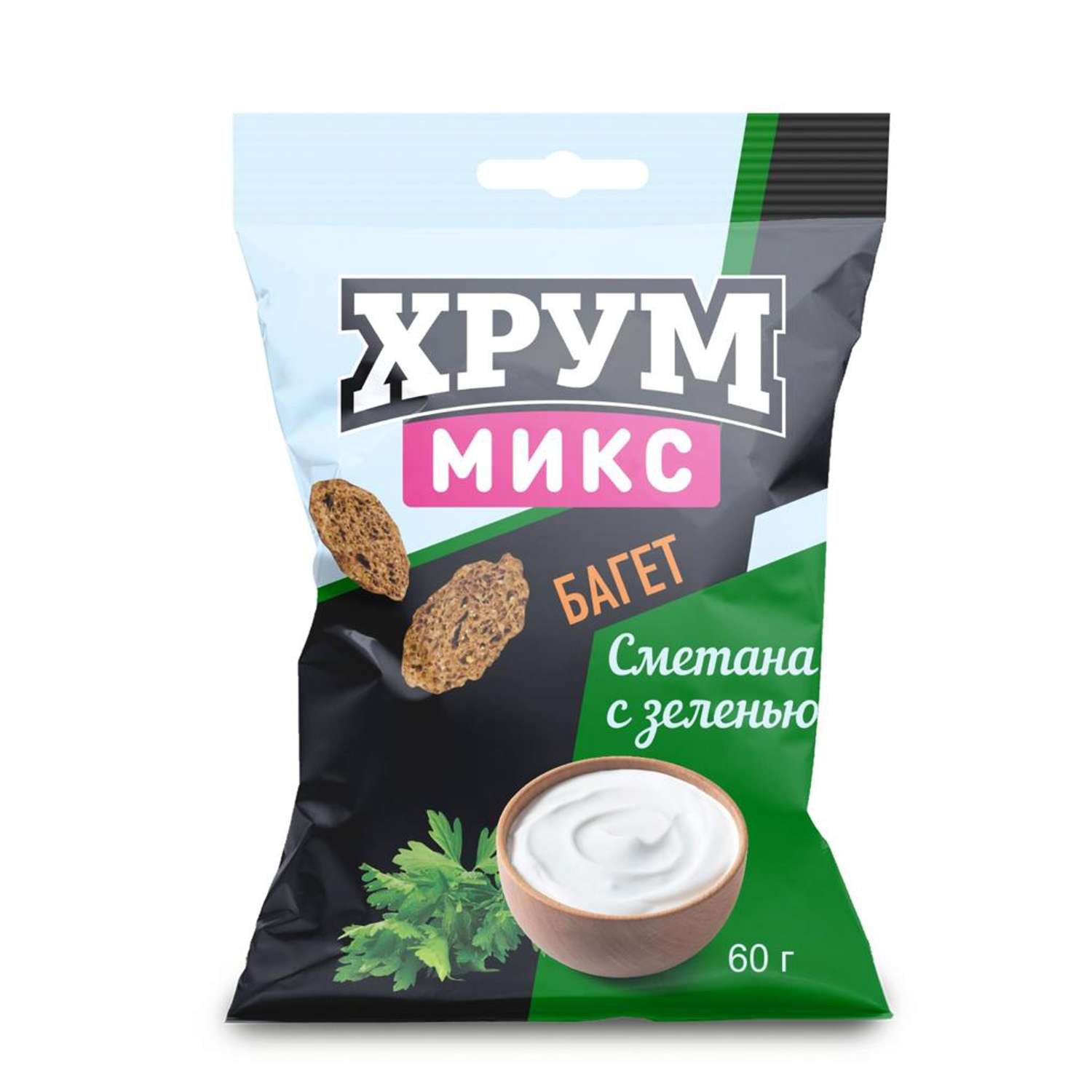 Сухарики Хрумикс хрустящие со вкусом Сметана с зеленью 60г - фото 1