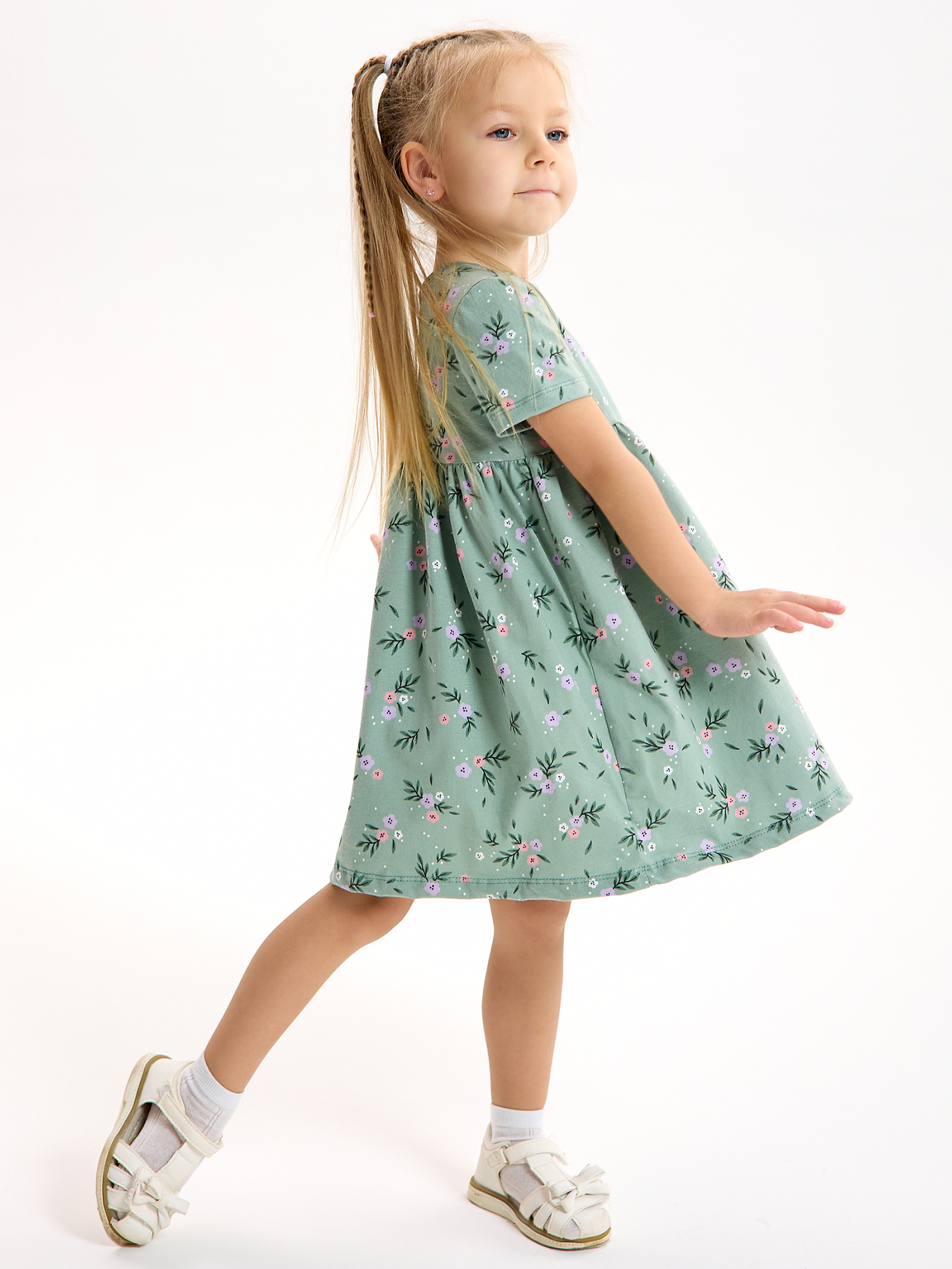 Платье LEVAKIDS платье для девочки с коротким рукавом_сказочные цветы - фото 7