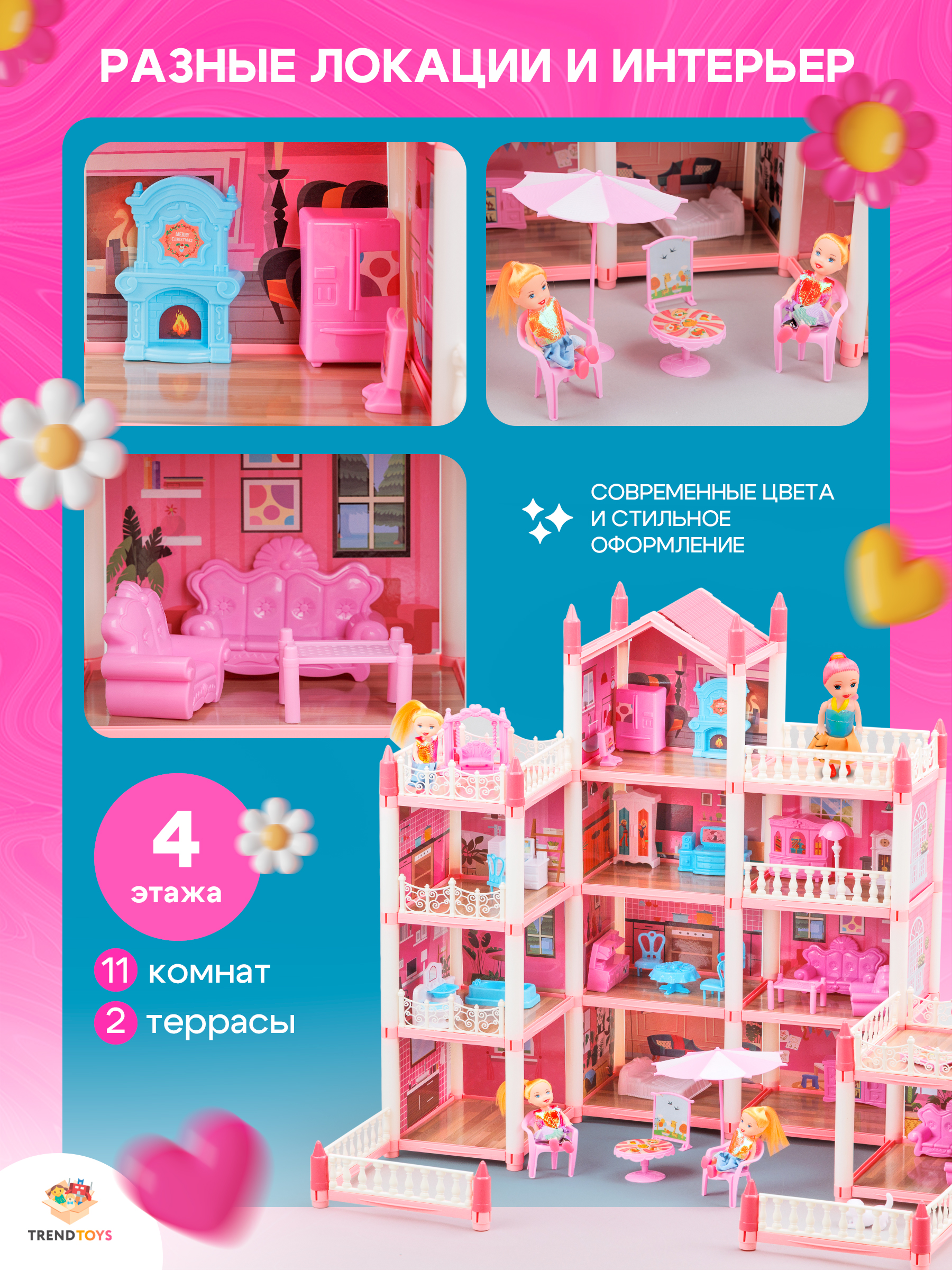 Домик для кукол TrendToys 61 см с мебелью LDG101 - фото 2