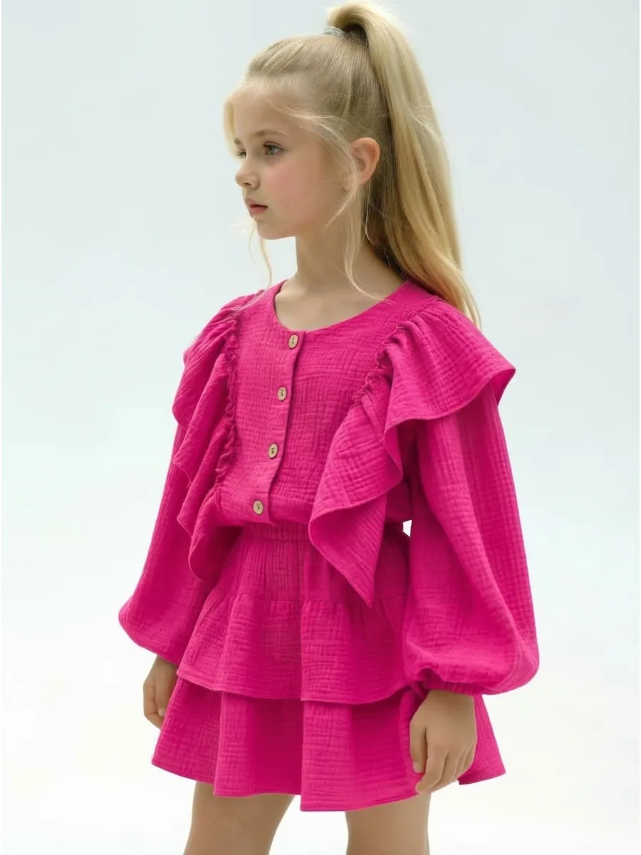 Блузка и юбка Leli dress костюм_муслин_с_юбкой_фуксия - фото 2