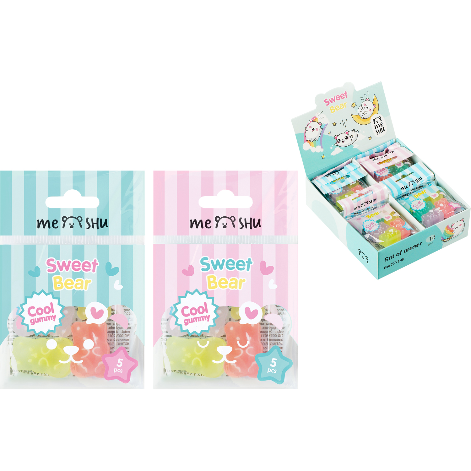 Ластик Meshu Candy Bear 5 шт. - фото 2