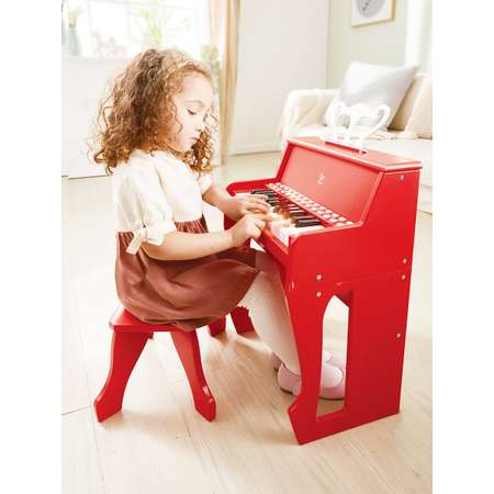 Игрушка музыкальная Hape Пианино красный с табуреткой пианино