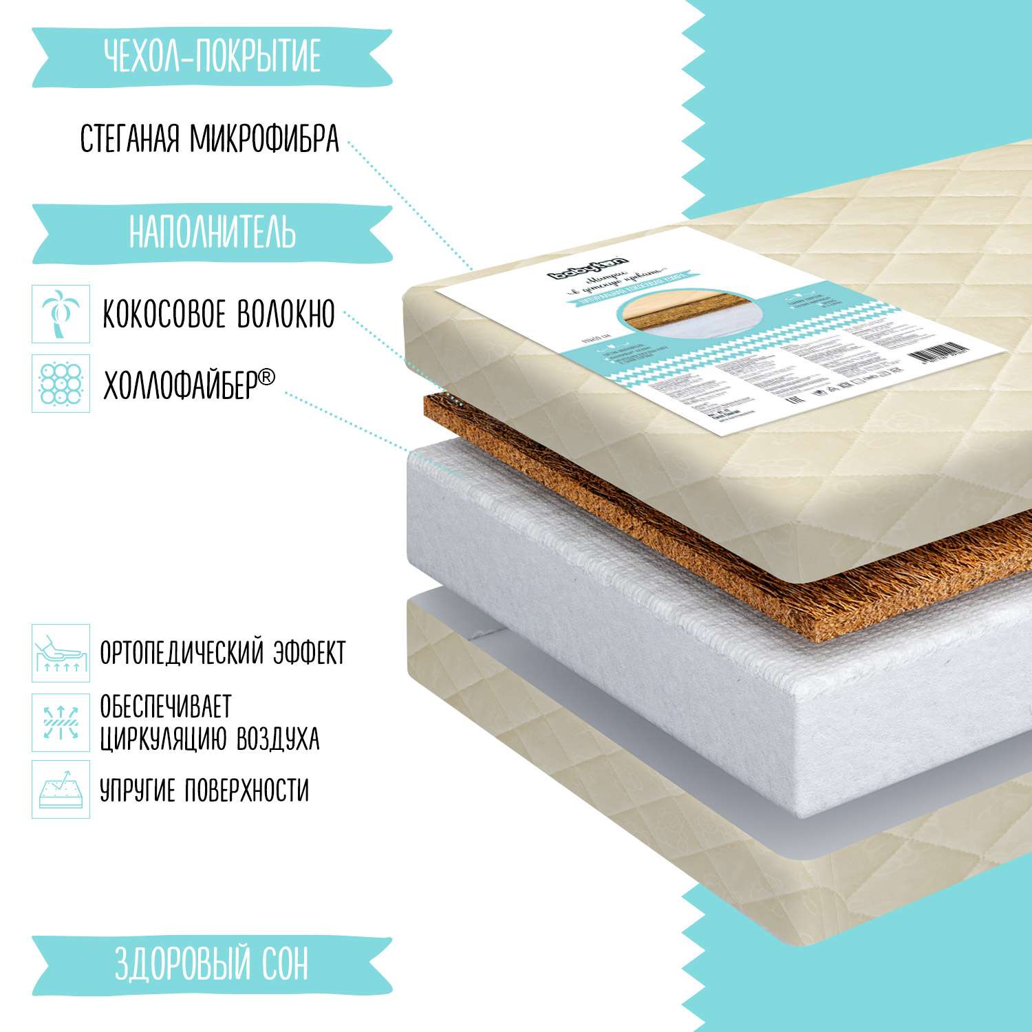 Матрас Babyton Cocos Comfort 120х60 - фото 4
