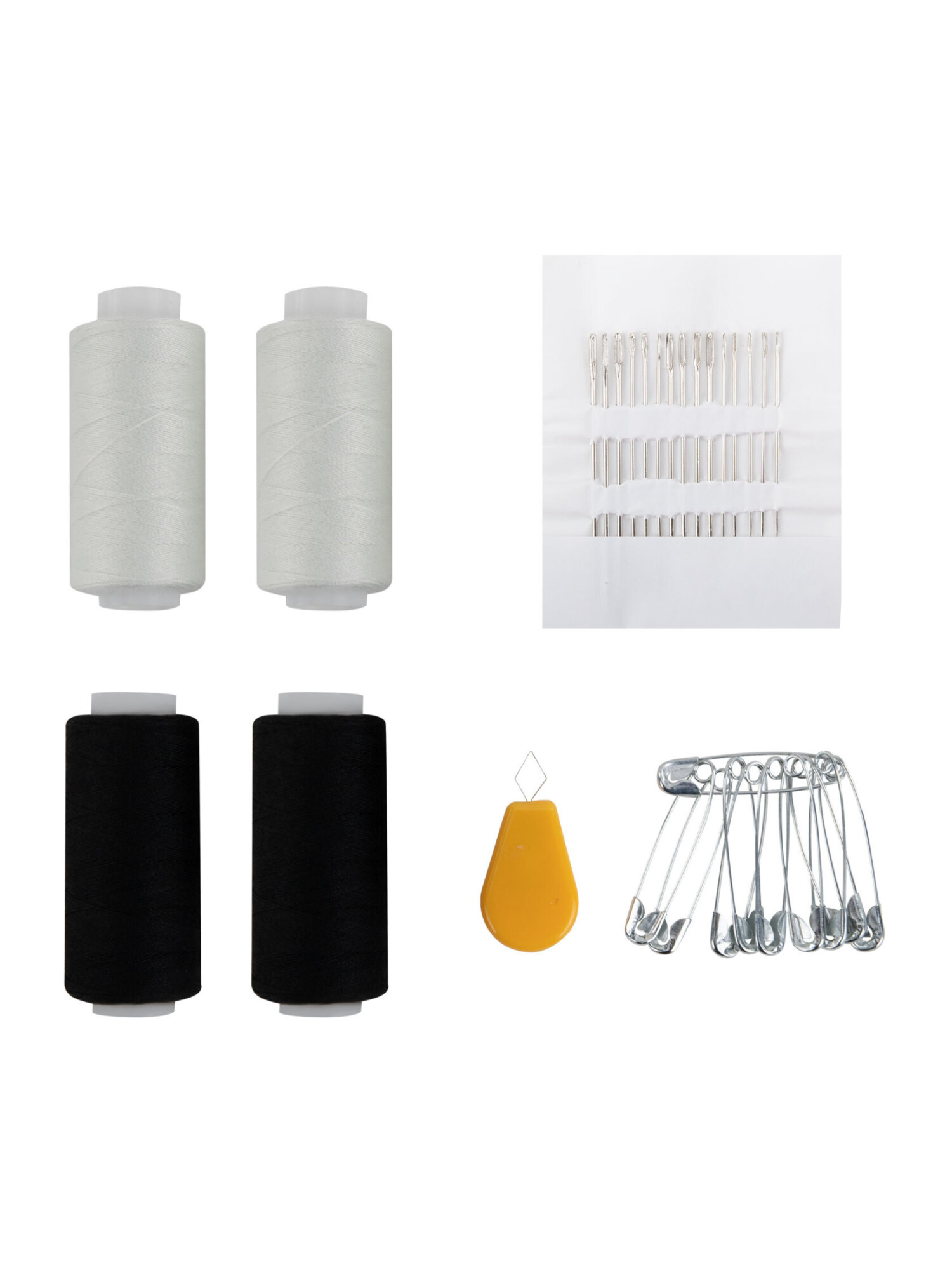 Нитки для шитья Develia армированные 40ЛЛ 200 м швейный набор 4 штуки с иголками белые черные - фото 8