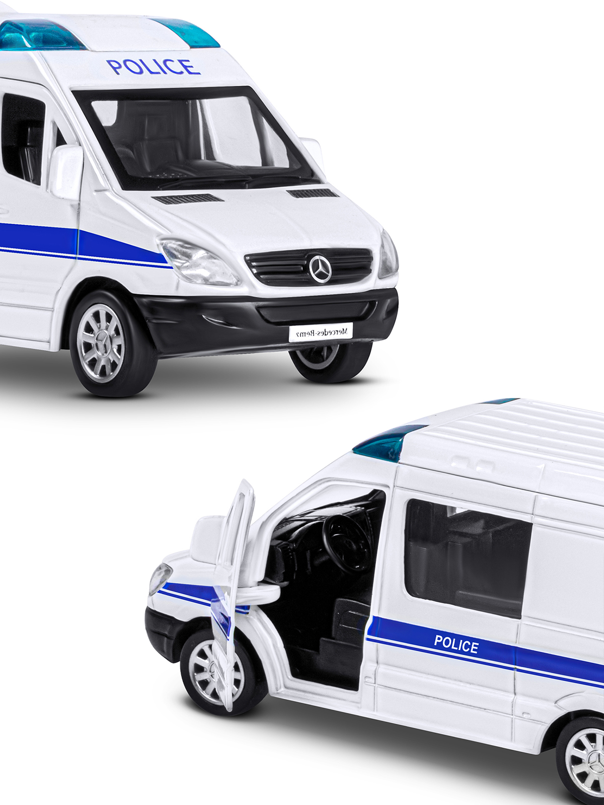 Полицейская машина АВТОпанорама Mercedes Benz Sprinter 1:53 Полиция JB1251634 - фото 11
