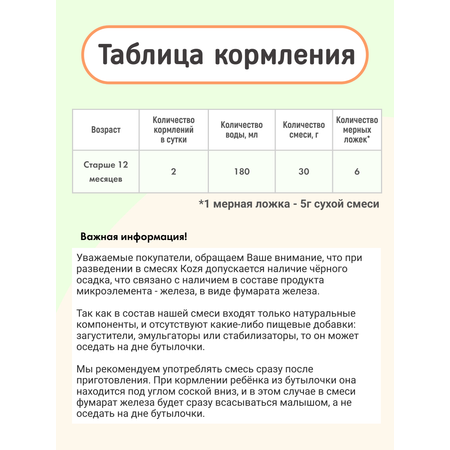 Смесь на козьем молоке KOZЯ 3 от 12 месяцев 400г