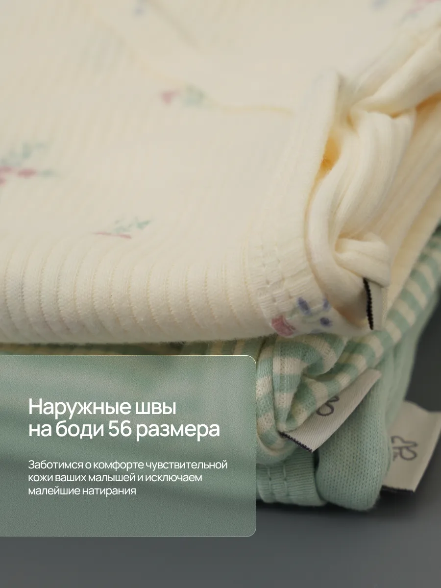 Боди 3 шт Супер Пупс нбр/3пр/бд/зап/зеленыецветочки - фото 8