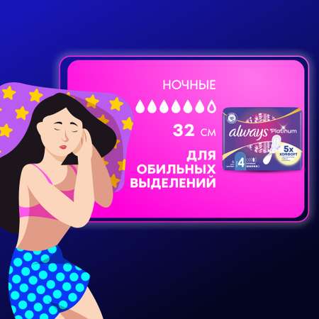 Прокладки гигиенические ALWAYS Ultra Platinum Night Single ультратонкие 6шт