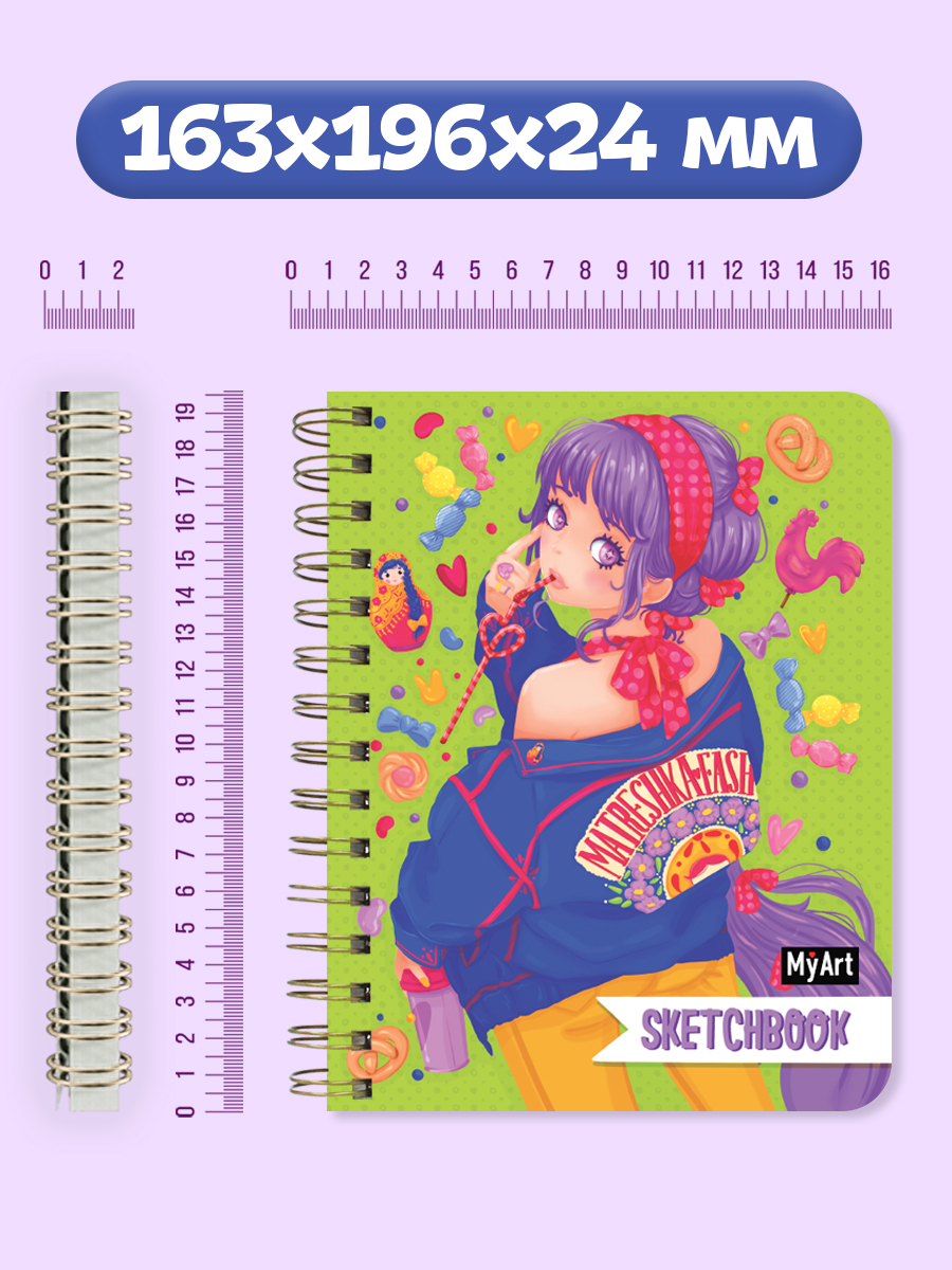 Скетчбук Проф-Пресс блокнот Аниме на гребне. А5 64 лист. 1 шт. - фото 8
