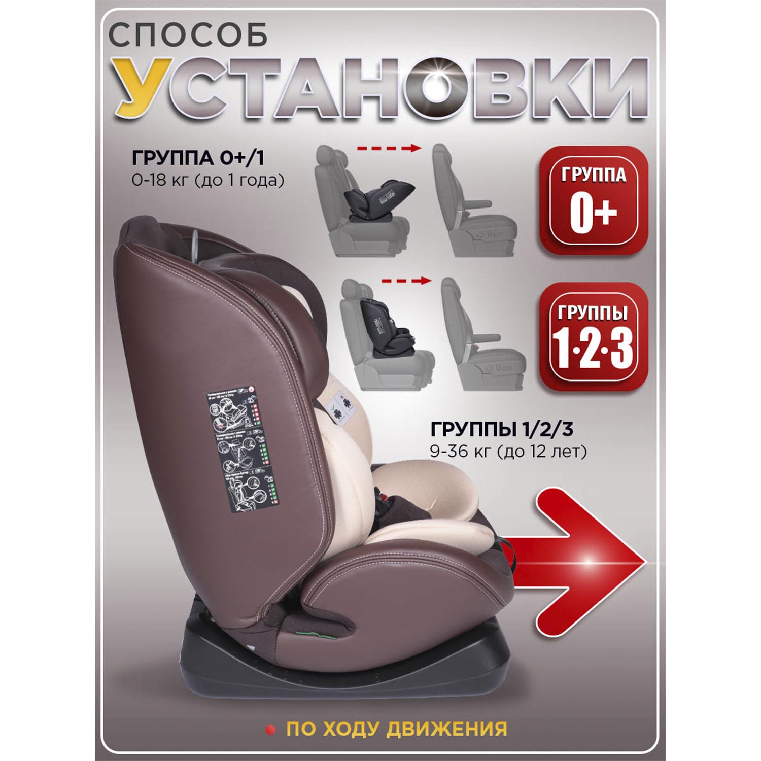 Автокресло BabyCare Keeper 0+/1/2/3 (0-36 кг) коричневый - фото 9
