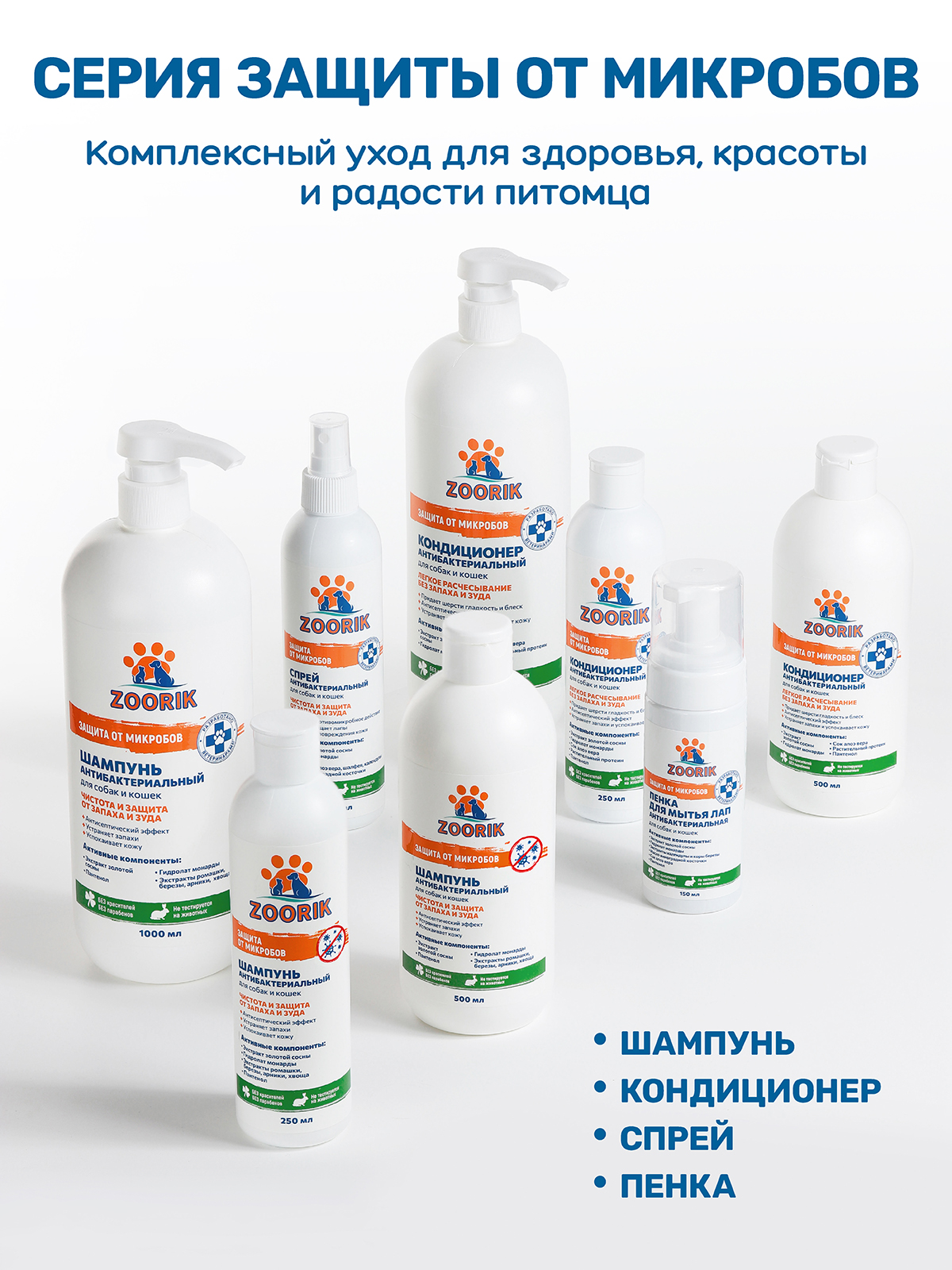 Кондиционер для собак и кошек ZOORIK антибактериальный защита от микробов с экстрактом золотой сосны 500 мл - фото 11