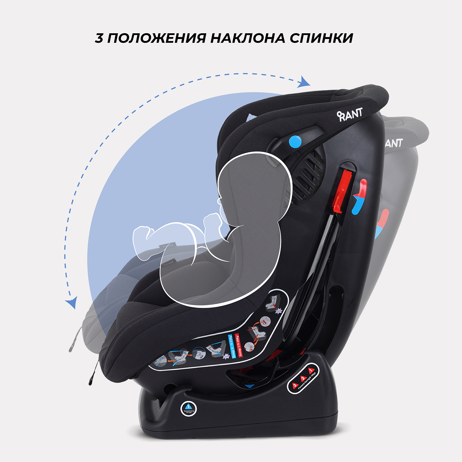 Автокресло Rant LB-777 Pilot 0+/1 (0-18 кг) черный - фото 4