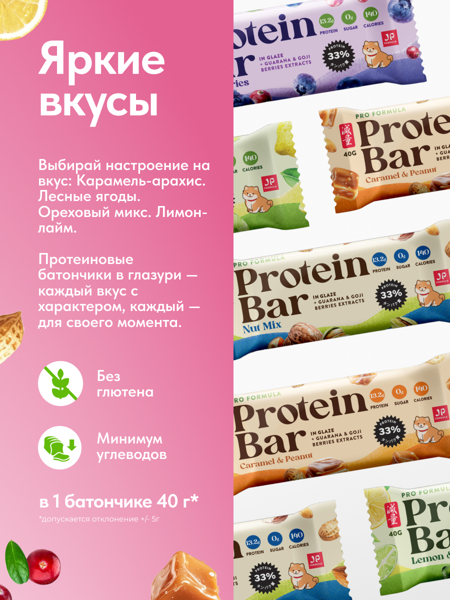 Протеиновые батончики без сахара Japan Formula ассорти 4 вкуса - фото 2