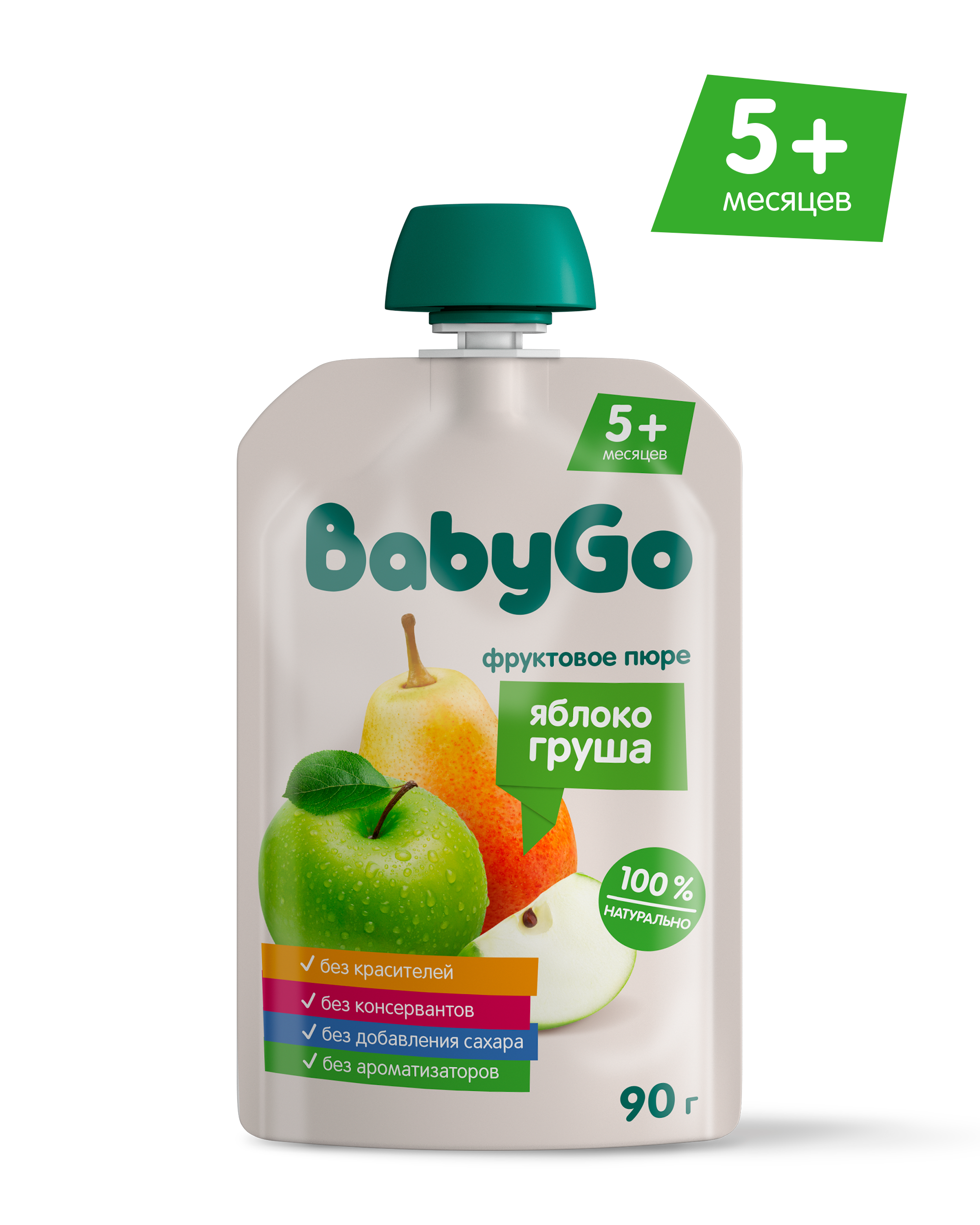 Пюре BabyGo Яблочно-грушевое с 5 мес 90 г - фото 1