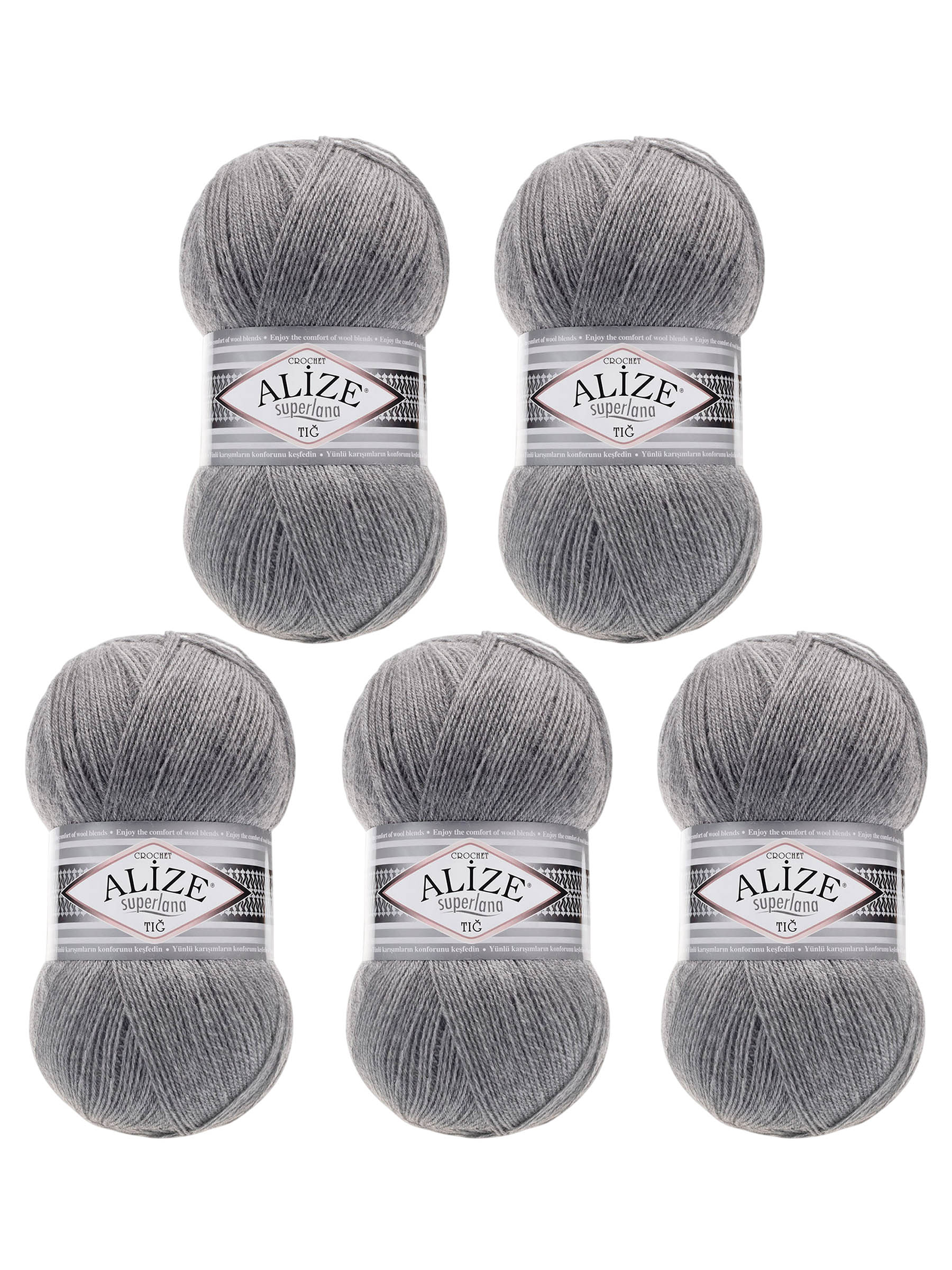Пряжа Alize 100 гр 570 м 5 мотков 21 серый меланж - фото 6