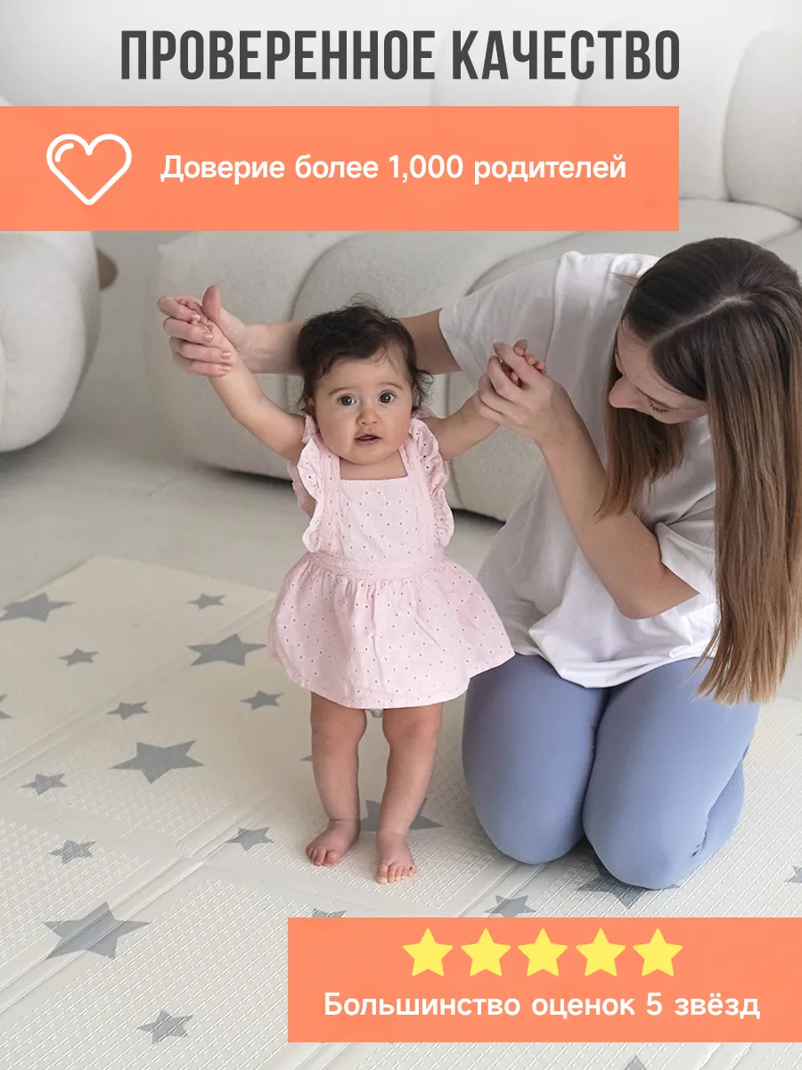 Коврик детский для ползания METOMI Веселыеживотные/Звезды - фото 24