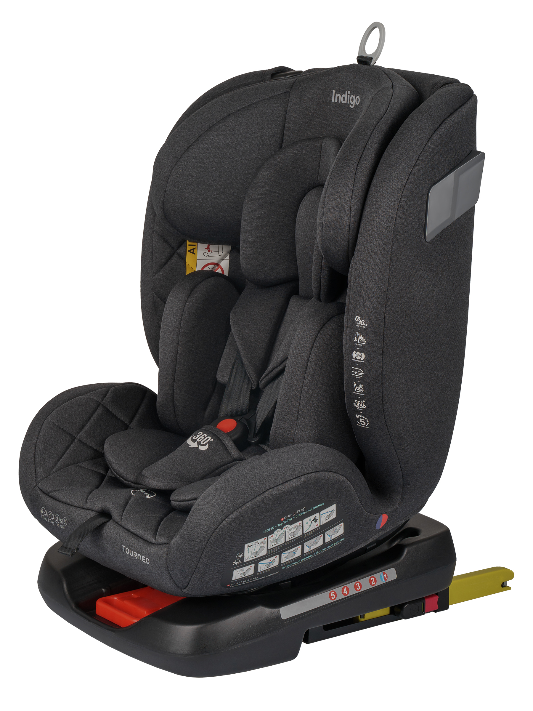 Автокресло Indigo Tourneo S Isofix 0+/1/2/3 (0-36 кг) серый - фото 16