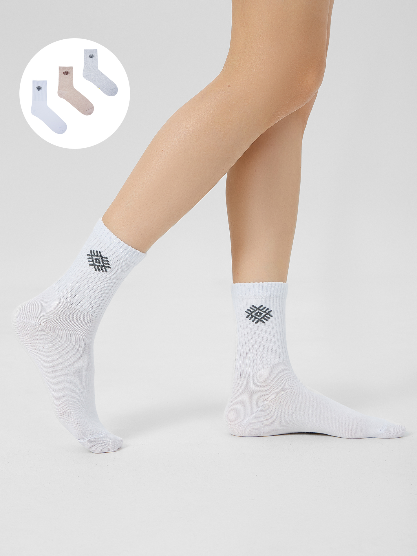 Носки 3 пары Mark Formelle (Марк Формэль) 444A-2775/белый /беж.мел /св.сер.меланж/ - фото 1